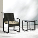 Outsunny Rattan Bistro Set, 3 PCS Garden Furniture with Cushion, Khaki