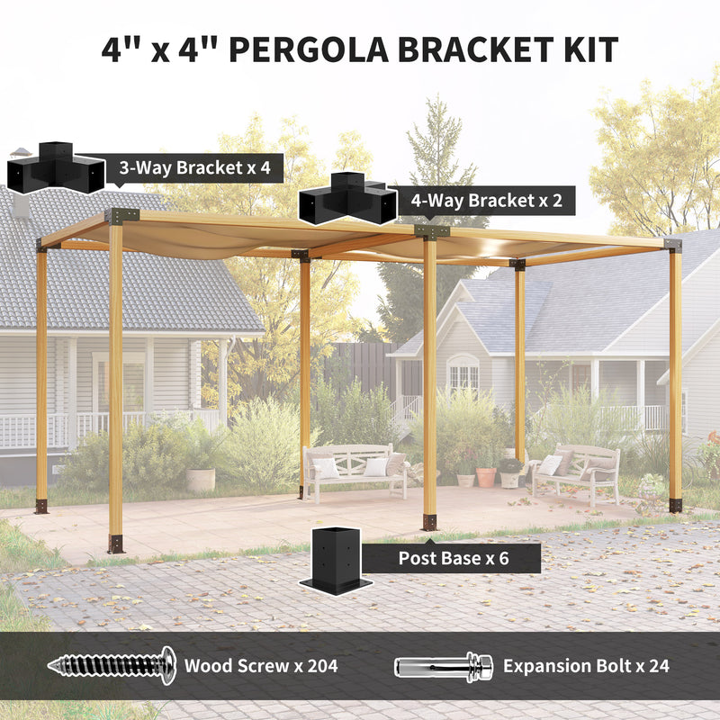 Outsunny Pergola Kit, Pergola Brackets With 3-Way & 4-Way Corner Brack