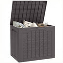 Outsunny 93L Plastic Garden Storage Box, Storage Container w/ Handles, Brown