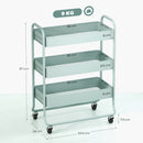 HOMCOM 3-Tier Storage Trolley, Storage Cart With Mesh Backets, Wheels