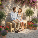 Outsunny Wooden Garden Bench, 2 Seater Slatted Outdoor Bench, Natural Wood
