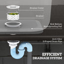 HOMCOM Stainless Steel Utility Sink with Cold and Hot Water Pipe Silver Tone