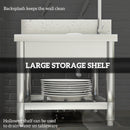 HOMCOM Stainless Steel Utility Sink with Cold and Hot Water Pipe Silver Tone