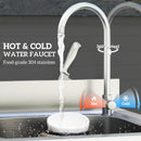 HOMCOM Stainless Steel Utility Sink with Cold and Hot Water Pipe Silver Tone