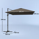 Outsunny Square Cantilever Roma Parasol 360° Rotation w/ Hand Crank, Tan