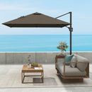 Outsunny Square Cantilever Roma Parasol 360° Rotation w/ Hand Crank, Tan