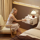 HOMCOM Floating Bedside Tables Set Of 2 With Fluted Drawer Open Shelf White