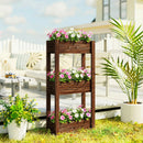 Outsunny Tiered Wooden Raised Planter, Raised Garden Bed on Legs