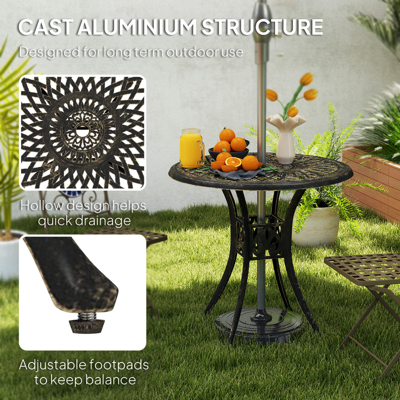 Outsunny 78 Cm Round Garden Dining Table With Parasol Hole, White