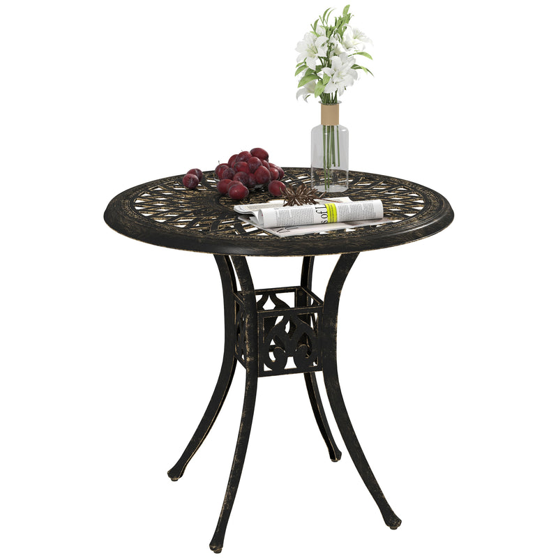 Outsunny 78 Cm Round Garden Dining Table With Parasol Hole, White