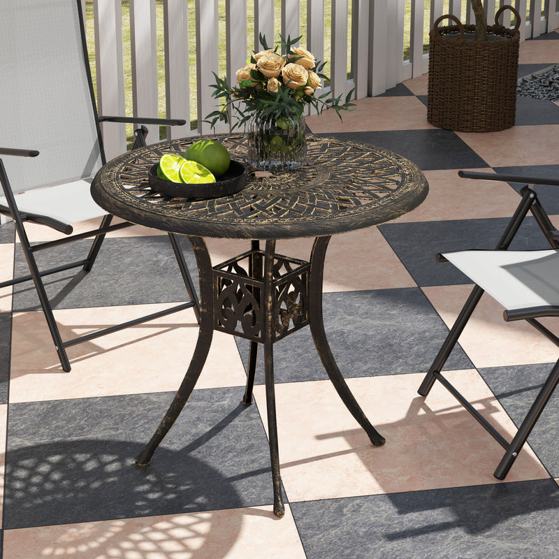 Outsunny 78 Cm Round Garden Dining Table With Parasol Hole, White