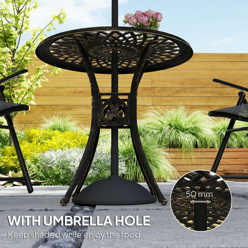 Outsunny 78 Cm Round Garden Dining Table With Parasol Hole, White