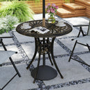 Outsunny 78 Cm Round Garden Dining Table With Parasol Hole, White