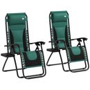 Outsunny 2 Pcs Zero Gravity Lounger Folding Recliner Chair W/ Cup Holder