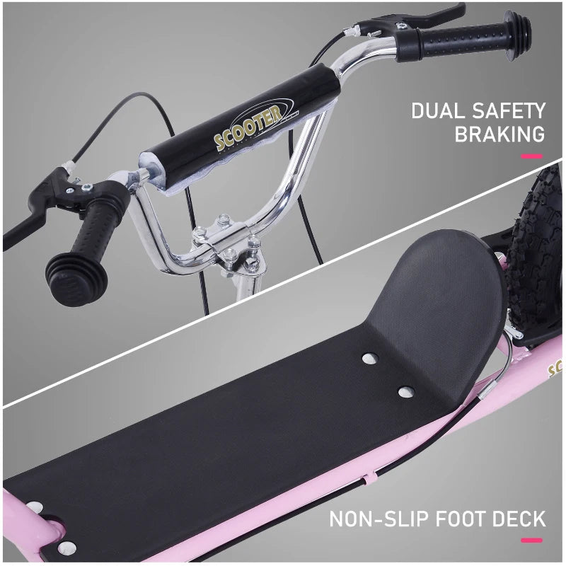 HOMCOM Teen Big Wheel Push Scooter -  Pink