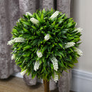 HOMCOM Set Of 2 Potted Artificial Plants Ball Tree With Flowers