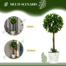 HOMCOM Set Of 2 Potted Artificial Plants Ball Tree With Flowers