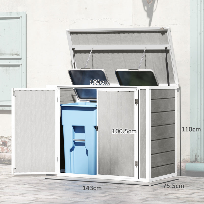 Outsunny 4.7 x 2.5FT Lockable Garden Shed, 2-Bin Storage Shed, Light Grey