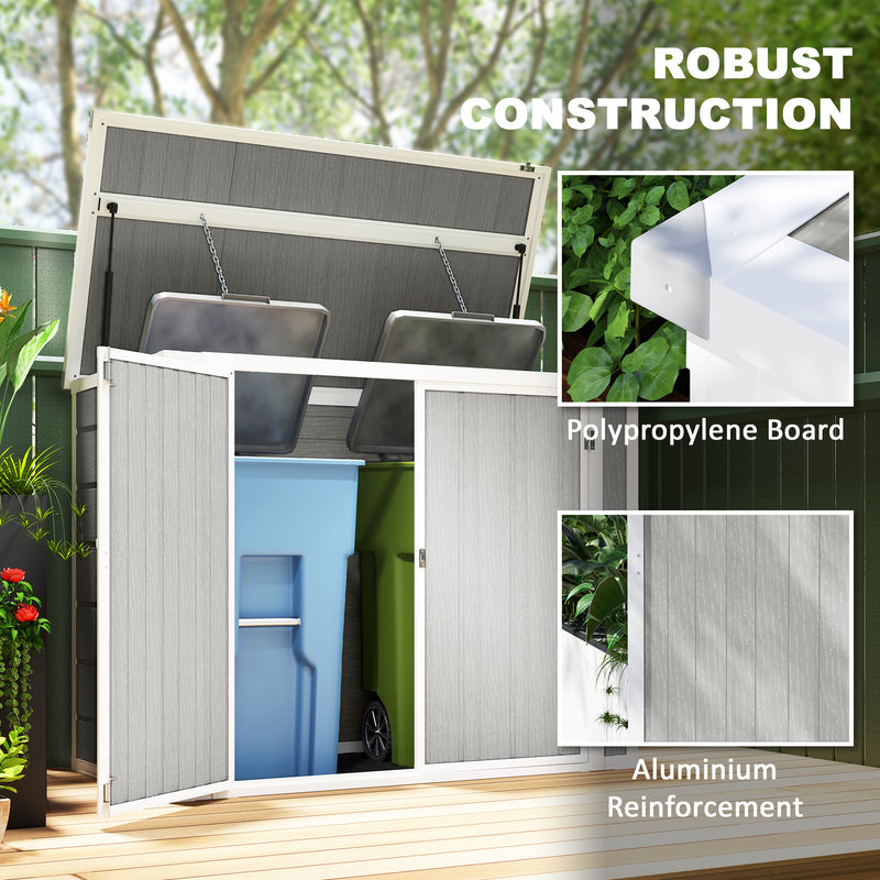 Outsunny 4.7 x 2.5FT Lockable Garden Shed, 2-Bin Storage Shed, Light Grey