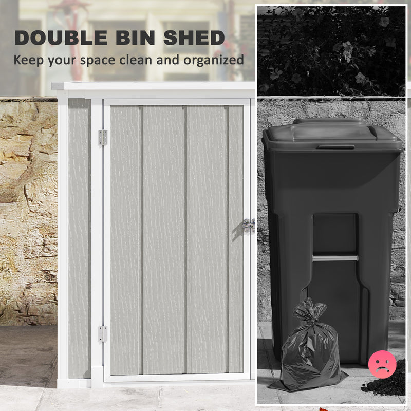 Outsunny 4.7 x 2.5FT Lockable Garden Shed, 2-Bin Storage Shed, Light Grey