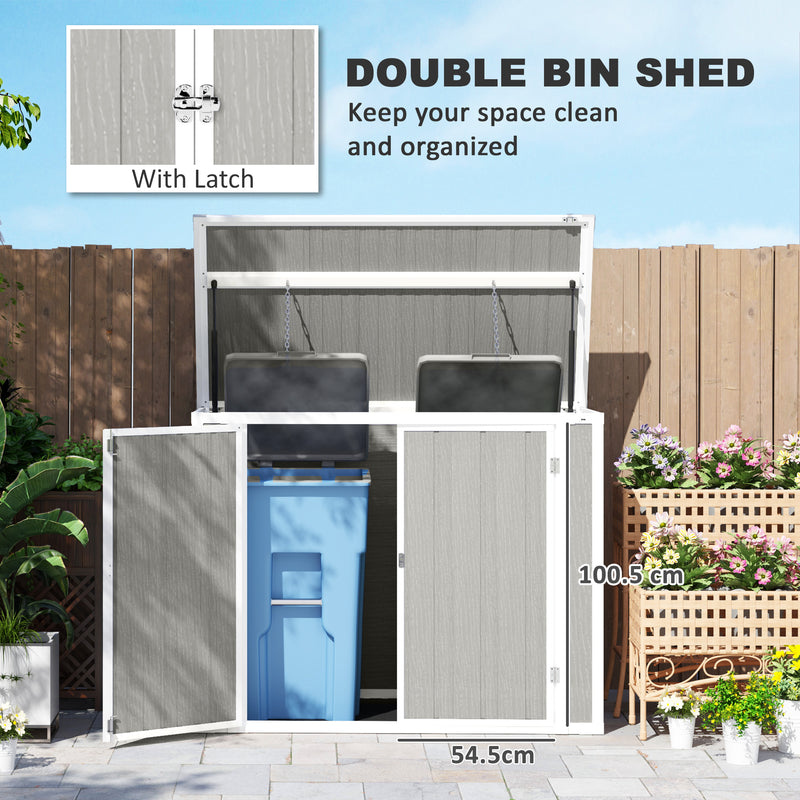 Outsunny 4.7 x 2.5FT Lockable Garden Shed, 2-Bin Storage Shed, Light Grey