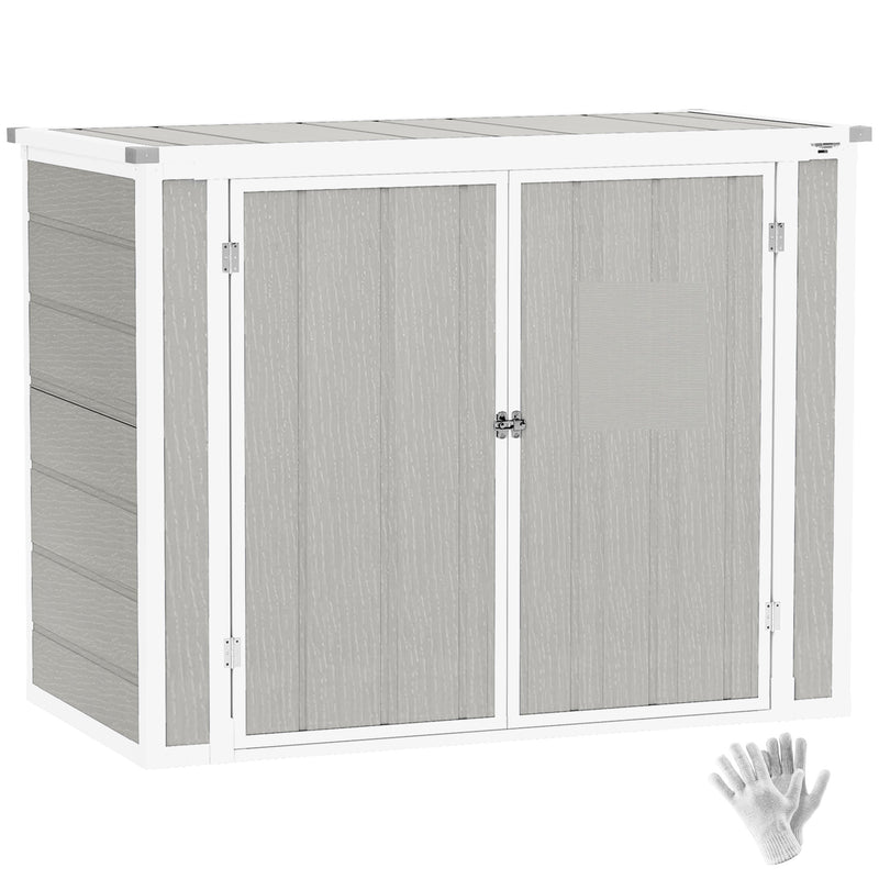 Outsunny 4.7 x 2.5FT Lockable Garden Shed, 2-Bin Storage Shed, Light Grey