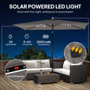 Outsunny 3 x 2 m Garden Parasol Umbrella with Light, Outdoor Patio Umbrella
