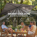 Outsunny 3 x 2 m Garden Parasol Umbrella with Light, Outdoor Patio Umbrella