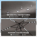Outsunny 3 x 2 m Garden Parasol Umbrella with Light, Outdoor Patio Umbrella