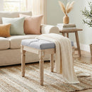 HOMCOM Vintage Foot Stool with Wood Legs, Light Grey