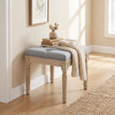 HOMCOM Vintage Foot Stool with Wood Legs, Light Grey