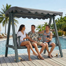 Outsunny 3 Seater Garden Swing Seat with Canopy, Outdoor Hammock Bench, Grey