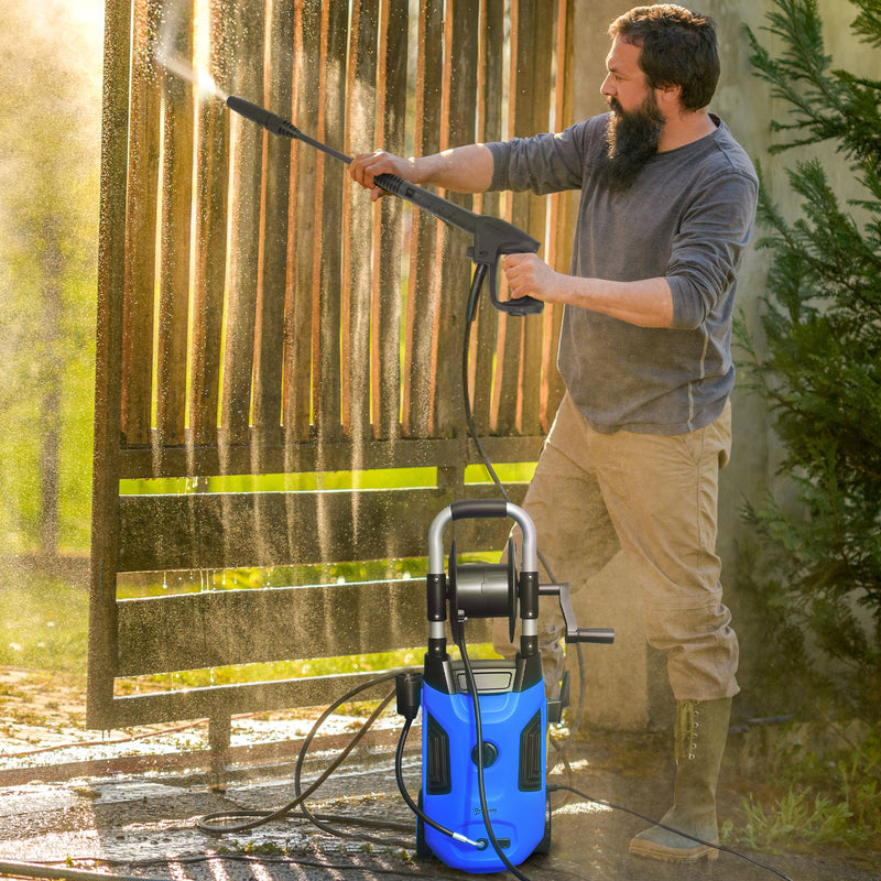 Outsunny 1800W Power Washer 150 Bar Pressure 6M Hose And Hose Reel