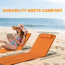 Outsunny 2 Pieces Outdoor Beach Mat Steel Reclining Chair Set Orange
