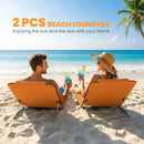 Outsunny 2 Pieces Outdoor Beach Mat Steel Reclining Chair Set Orange