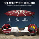 Outsunny 3 M Garden Cantilever Parasol With Solar Light, Rotation, Wine Red