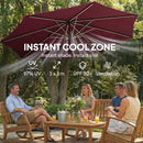 Outsunny 3 M Garden Cantilever Parasol With Solar Light, Rotation, Wine Red