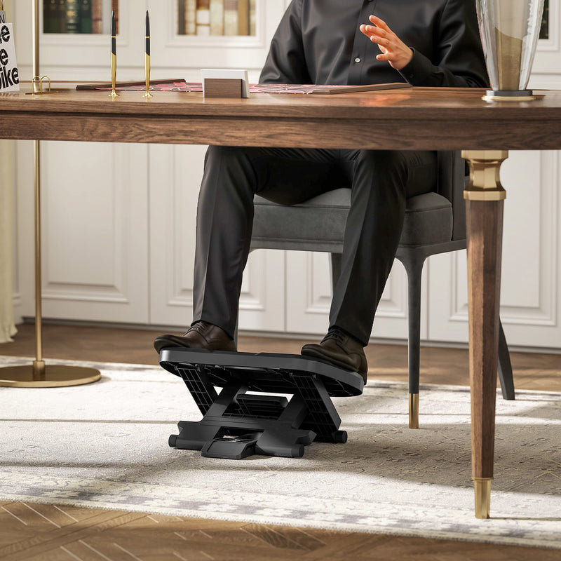 HOMCOM Adjustable Under-Desk Footrest Height Angle Tilt Anti-Slip Compact Health