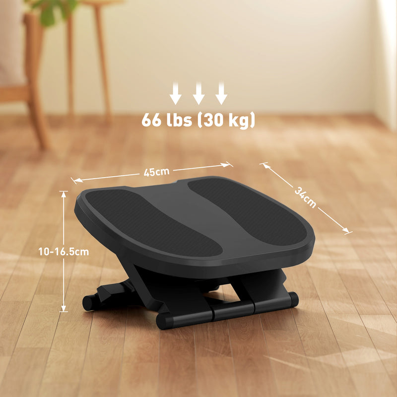 HOMCOM Adjustable Under-Desk Footrest Height Angle Tilt Anti-Slip Compact Health