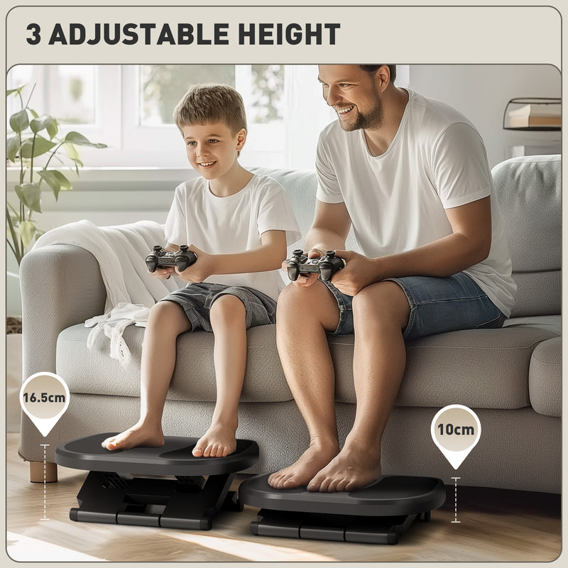 HOMCOM Adjustable Under-Desk Footrest Height Angle Tilt Anti-Slip Compact Health