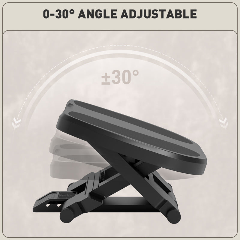 HOMCOM Adjustable Under-Desk Footrest Height Angle Tilt Anti-Slip Compact Health