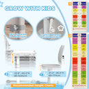 AIYAPLAY Height Adjustable Kids Desk And Chair Set W/ Tilted Desktop - Grey/Pink