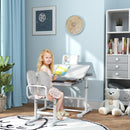 AIYAPLAY Height Adjustable Kids Desk And Chair Set W/ Tilted Desktop - Grey/Pink