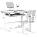 AIYAPLAY Height Adjustable Kids Desk And Chair Set W/ Tilted Desktop - Grey/Pink