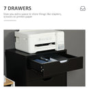 Vinsetto Mobile Filing Cabinet, 7-drawer File Cabinet With Wheels, Black