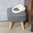 HOMCOM Grey Modern Footstool, Fabric Foot Rest With Rubber Wood Legs