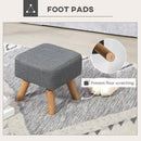 HOMCOM Grey Modern Footstool, Fabric Foot Rest With Rubber Wood Legs