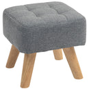 HOMCOM Grey Modern Footstool, Fabric Foot Rest With Rubber Wood Legs