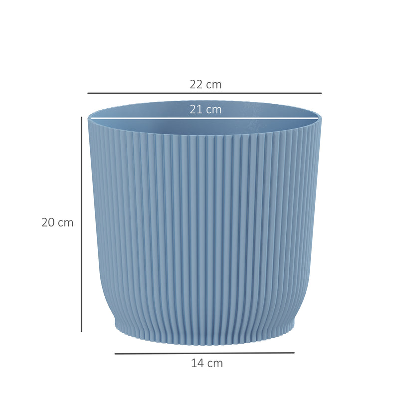 Outsunny Set Of 2 Round Plant Pots Outdoor 22cm For Garden, White
