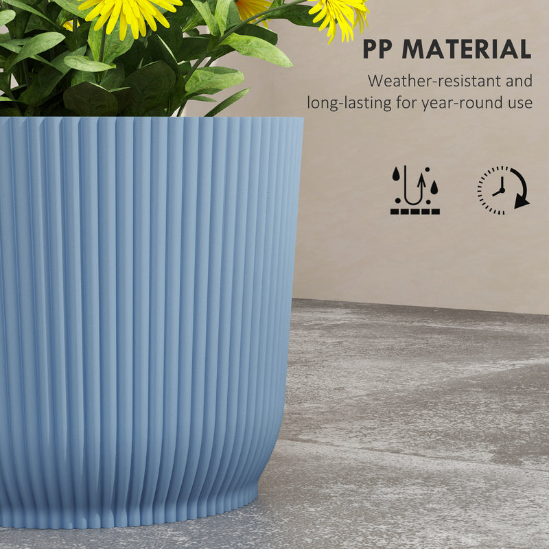Outsunny Set Of 2 Round Plant Pots Outdoor 22cm For Garden, White